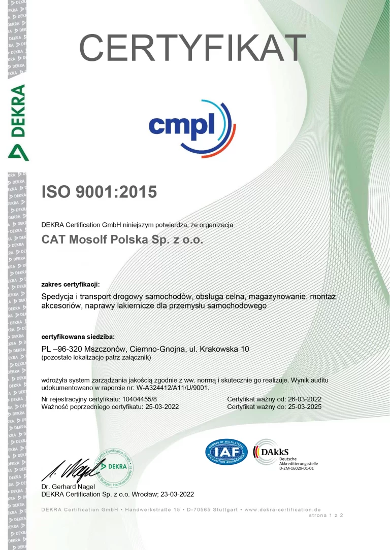 Certyfikat elektroniczny ISO 9001