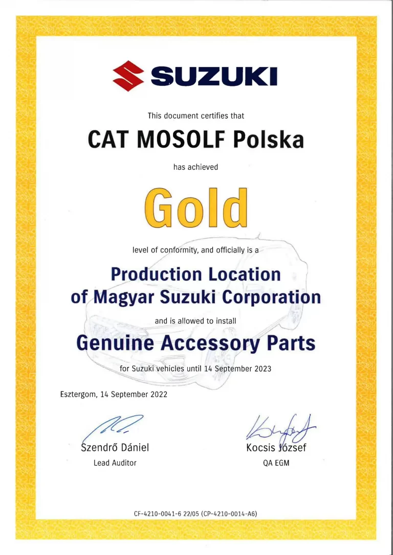 Suzuki Gold Certificate